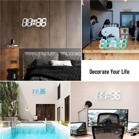 15" Multicolor LED Digital Wall Clock Alarm Clocks with APP Control,3D LED Light - Picture 3 of 12